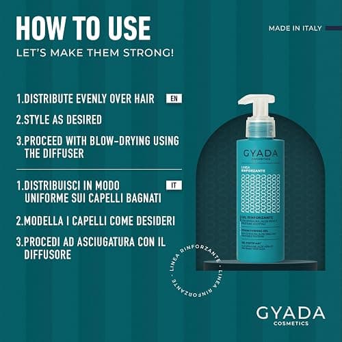 GYADA COSMETICS, Gel Rinforzante con Spirulina e Aloe, Protegge da Umidità e Crespo, per Capelli Luminosi ed Elastici, Previene Rottura e Disidratazione, non Unge, 150 ml thumbnail 6