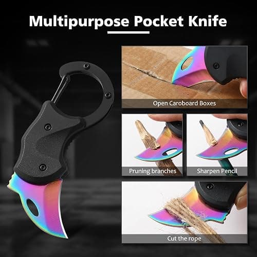 Rainbow Keychain Knife,Cool Folding Knife Box Cutter ，Small Pocket Knife Gift for Men,Mini EDC Knives for Everyday Carry,Small Gift for Women Men thumbnail 4
