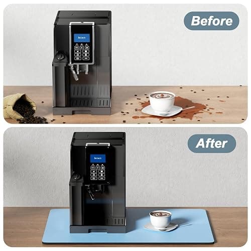 Rnivvi Coffee Mat, 16" x 24" Coffee Bar Mats for Espresso Machine Station Accessories and Organizer, Hide Stain Rubber Backed Absorbent Dish Drying Pad for Kitchen Counter, Cute Bar Decor Pad, Blue thumbnail 6