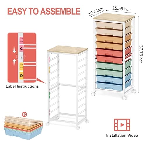 10 Drawer Rolling Cart thumbnail 3
