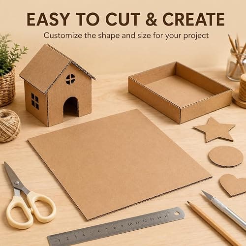 60 Pack Corrugated Cardboard Sheets 8.5 x 11 Inch, Kraft Cardboard Sheets for Crafts, DIY Projects, Art Supplies, Packaging Inserts and Printing thumbnail 7