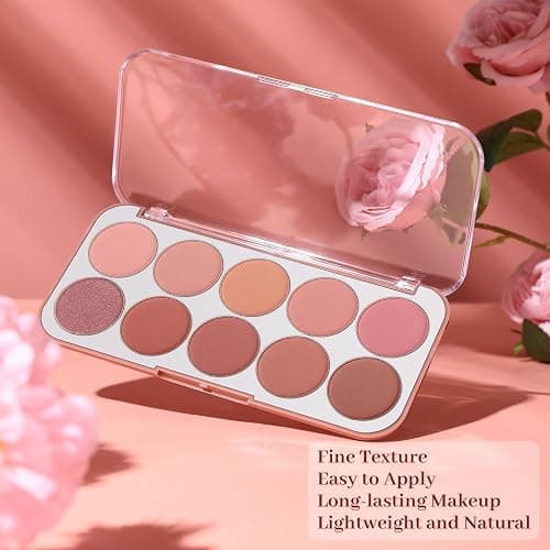 10 Color Blush Palette: Lightweight Face Powder Blush - Smooth Long-lasting Makeup Powder For Cheeks - Buildable Color Women Makeup Blush thumbnail 4