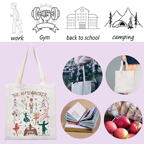 ENSIANTH Musical Inspired Tote Bag Sugar Plum Fairy Lover Gift Ballet Ballerina Shoulder Bag Ballet Recital Dance Gifts (Ballet flower bag) thumbnail 3