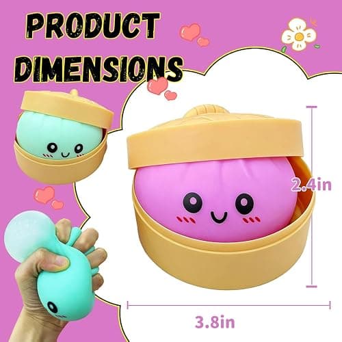 2 Pcs Dumpling Squishy, Mystery Squishy Dumpling Box, Fidget Toys Adults & Teens & Kids, Stocking Stuffers, Sensory Stress Squeeze Toys for Stress Relief (WhiteYellow) thumbnail 8