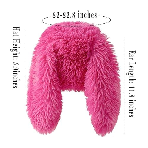 HENWASAI Y2K Fuzzy Bunny Hat for Women Cute Furry Beanie with Ears | Long Rabbit Ears Hat for Festival, Easter, Rave Party thumbnail 6