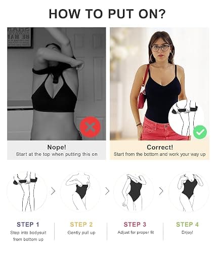 SHAPERX Women's Shapewear Bodysuit Tummy Control Body Shaper Seamless Sculpting Snatched Waist Body Suit thumbnail 5