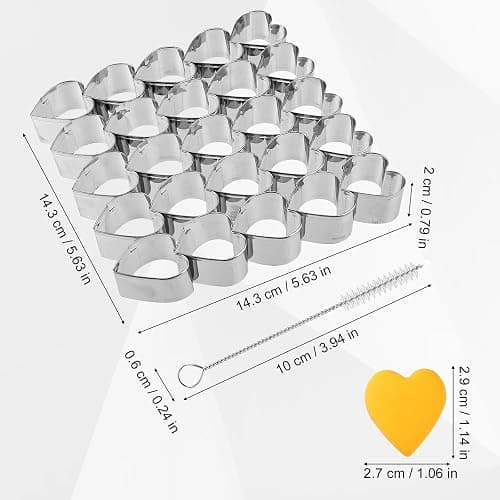 Tinoaly Heart Cookie Cutter, 25 Cavity Small Heart Shaped Cracker Cutter Stainless Steel Biscuit Molds for Baking Dessert Making Tool for Home Cake Shop Restaurants, 1.14x1.06 Inch per Size thumbnail 3