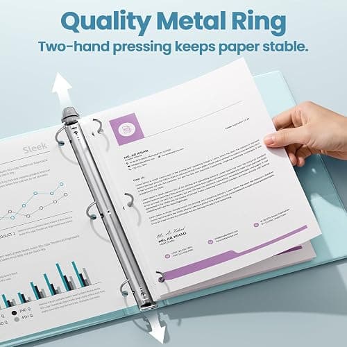 SUNEE 3 Ring Binder 1 Inch 2 Pack, Clear View Binder Three Ring PVC-Free (Fit 8.5x11 Inches) for School or Office Supplies, Blue thumbnail 3