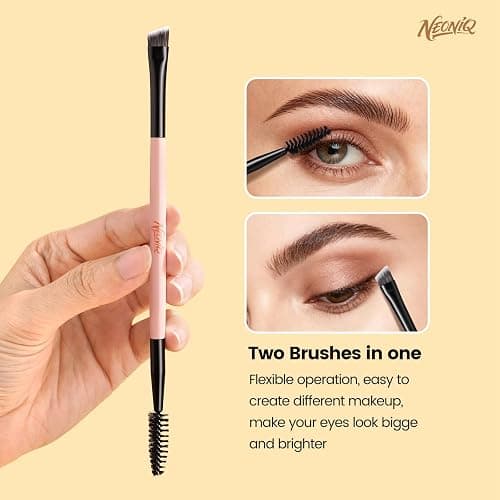 NEONIQ 10 PCS Foundation Contour Conceal Brush Set With Bag, Makeup Brushes, Double-End Multi-functional Brushes for Foundation Powder Blush Eyeliner Eyeshadows, Professional Face Brush Set（Pink） thumbnail 7