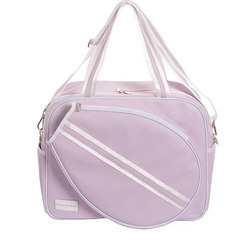 Remobia Hicol Purple PU Leather Women Large Sports Handbag Tennis Racket Shoulder Bag Tennis Tote Bag for 2 Rackets, with Water Bottle Holder thumbnail 4
