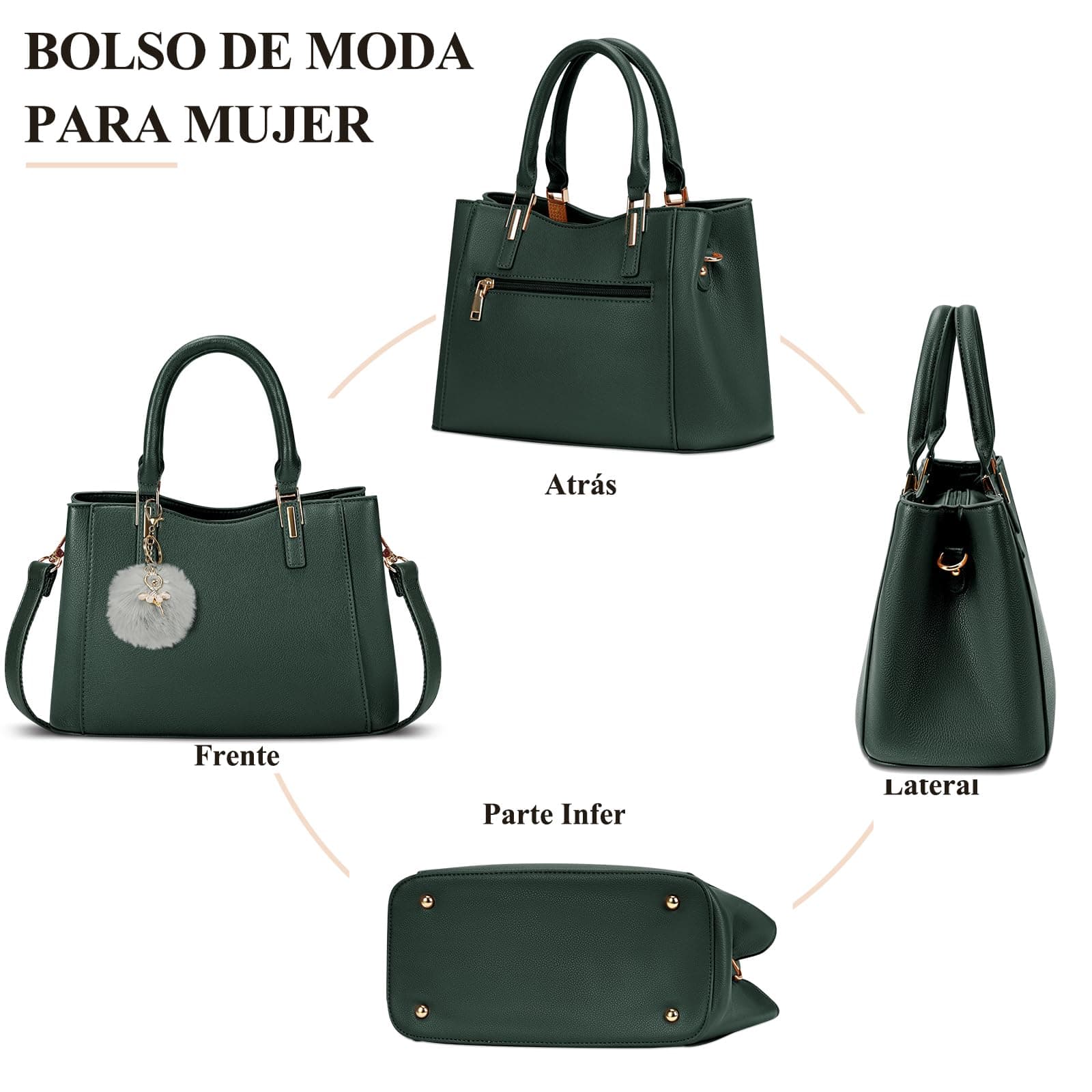 NUBILY Bolsas de Mujer, PU Monederos de cuero para Mujeres Impermeable Crossbody Mujeres Bolsos Antirrobo Tote Monedero Señoras thumbnail 6
