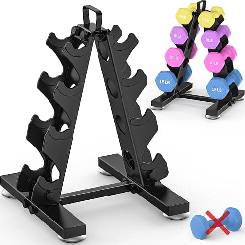 TomCare 6-Tier|5-Tier|4-Tier Dumbbell Rack Stand Only, Weight Rack for Home Gym Storage Stand for Weights Metal A-Frame Strength Training Dumbbell Holder with Handle (Dumbells not Included) - Image 1