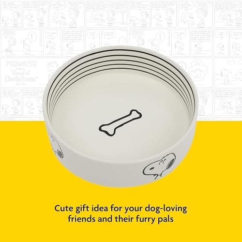 Peanuts Snoopy Dog Bowl with Bone Design – 6.5" Stoneware Water or Food Bowl for Small to Medium Dogs – Cute Cartoon Pet Dish, Durable & Easy to Clean thumbnail 5