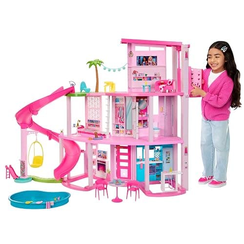 Barbie Dreamhouse, Pool Party Doll House with 75+ Pieces and 3-Story Slide, House Playset, Pet Elevator and Puppy Play Areas thumbnail 3
