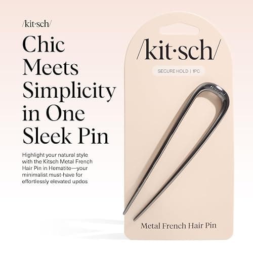 Kitsch French Hair Pins for Women – Elegant & Durable Metal French Pin for Updos, Chignon, Buns & Twist Hairstyles | Secure Hold All Day, Comfortable Fit | Ideal Gifts for Women- Hematite, 1pc thumbnail 2