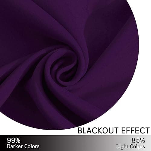 Yakamok Blackout Curtains 38x84 inch Purple Thermal Drapes-Bedroom | 2 panels,room darkening,thermal insulated,noise reducing,privacy protection,grommet window treatment,living room study dining thumbnail 6
