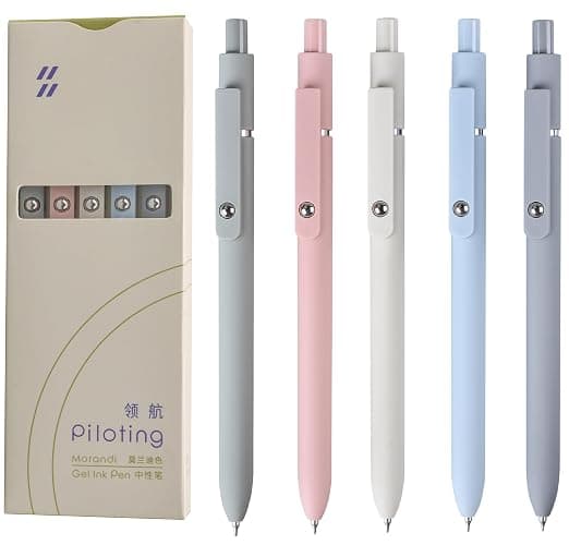 MengRan Gel Ink Pens Set,0.5mm Fine Point Tip,Quick Drying Ink, Cute Fancy Pens for Women Gifts for Women (5 Pcs Morandi-Black Ink) - Image 1