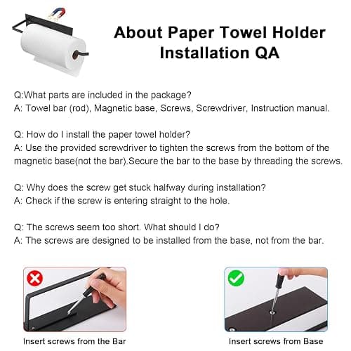 Paper Towel Holder, Magnetic Paper Towel Holder for Fridge, Toilet Paper Roll Holder Magnet Towel Rack Wall Mount Fridge Organizer for Paper Towels Rolls Bathroom Pantry RV Kitchen Storage thumbnail 8