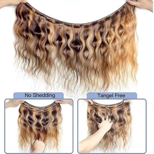 Honey Blonde Highlight Human Hair Bundles 100% Unprocessed Brazilian Virgin Hair Ombre Highlight Body Wave 3 Bundles Human Hair Weft Extensions Piano Color thumbnail 5