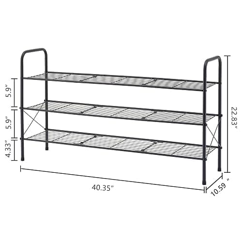Hoctieon 3 Tier Mesh Style Shoe Rack, Entryway Shoe Shelf, Shoe Storage Organizer, Shoe Rack for Closet, Space Save for Bathroom, Garage, Hallway, Bedroom, Living Room, Black thumbnail 3