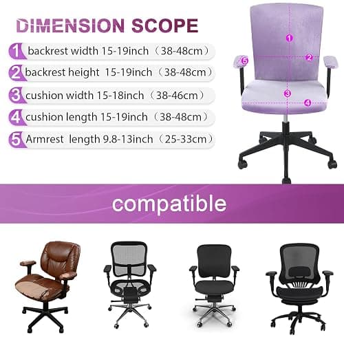 Tallew 4 Pcs Office Chair Covers Set with Armrest, Stretchable,Purple | Universal Desk Chair Cover, Protective Seat Cushion Backrest, Elastic Easy Install, Fit Machine Washable for Home Office thumbnail 4