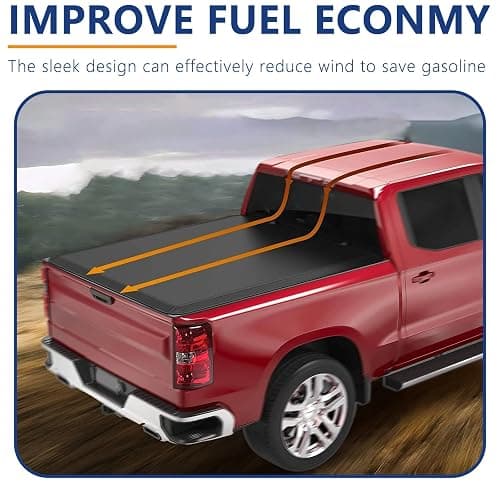 PENSUN 5.8FT Soft Tri-fold Truck Bed Tonneau Cover for 2007-2025 Chevy Silverado 1500, GMC Sierra 1500 Tonneau Cover Bed, 69.6" Bed thumbnail 8