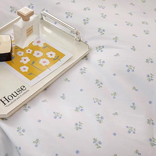 MOTNTD Blue Floral Duvet Cover Full Blue Ruffle Boho Comforter Cover Full Size Coquette Cotton Cozy Lightweight Duvet Cover Set with Hidden Zipper Cute Bedding Sets Aesthetic Duvet Protector thumbnail 4