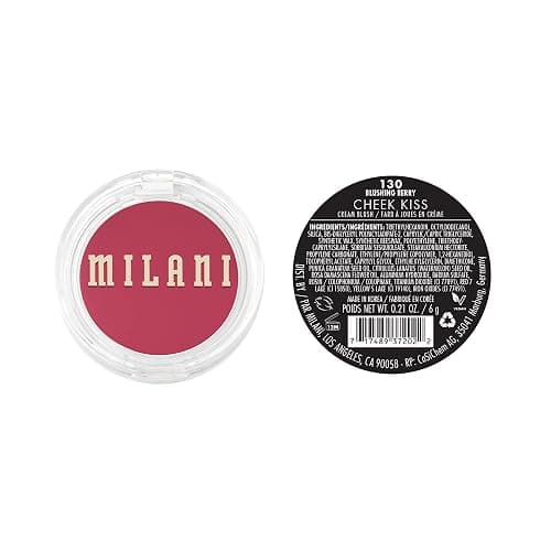 Milani Blush Makeup – Cheek Kiss Cream Blush for Cheeks, Buildable Cream-to-Gel Blusher & Lip Tint, Dewy Natural Color, Hydrating - Blushing Berry thumbnail 2
