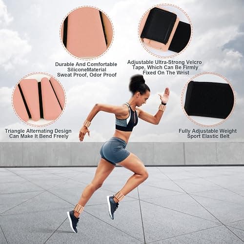 Wrist Weights Set of 2, Adjustable Silicone Workout Weights for Women and Men, Wearable Ankle/Wrist Weights Suitable for Yoga, Dance, Pilates, Pool Exercises and Jogging, 2lb thumbnail 3