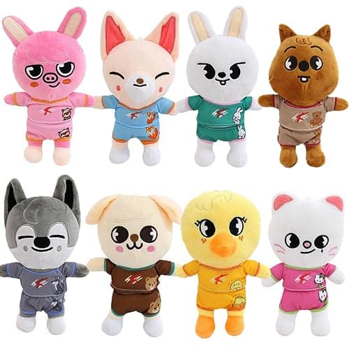 RHEETADA 8 PCS Skzoo Plushies Set 9.8 Inches 2024 New Stray Kids Cute Stuffed Animals Toy Stray Kids for Boys and Girls(R) - R - Image 1