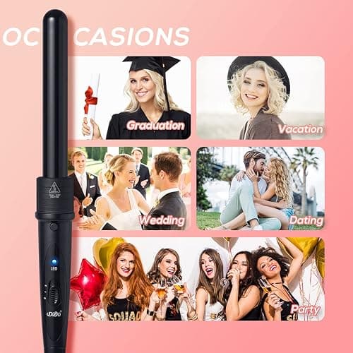 iMissiu Tourmaline 3 in 1 Curling Wand Set with 3 Interchangeable Curling Iron Ceramic Barrels with Heat Resistant Glove – Black thumbnail 7