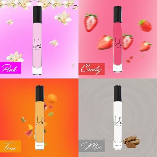 Equivalence Yara's 4 Pieces Set Eau De Parfum Spray for Women edition travel Size BUNDLE 0.34 Ounce Moi +Tous + Candy +Pink, LARGE BOTTLES NOT INCLUDED It is only a reference thumbnail 4