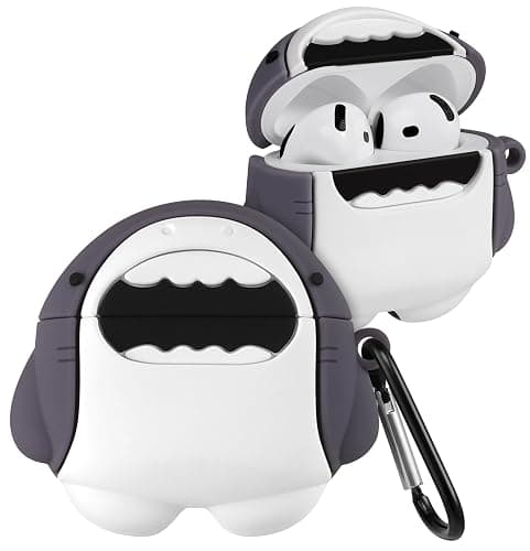 Boaretiu for Airpods 4th 2024 Case Cute Cartoon Kawaii - with Keychain Funny Design Cover Shell for Girls Teens Women Cases for Air Pods 4th, Shark - Image 1