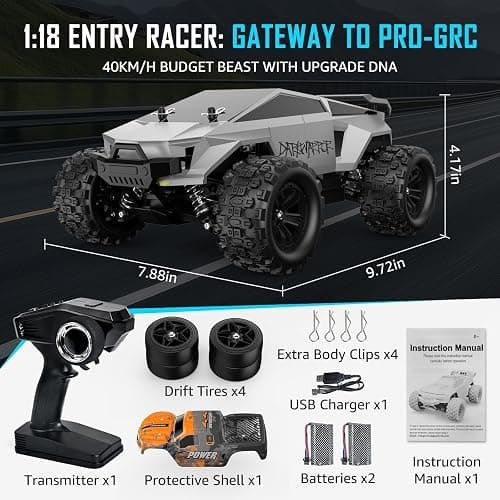 kolegend 2-in-1 RC Cyber Monster Truck & Drift Car for Adults 1/18 Scale 4WD 40KM/H All-Terrain Fast RC Car with 2.4Ghz Radio, 2 Batteries & 2 PVC Shells RTR thumbnail 2
