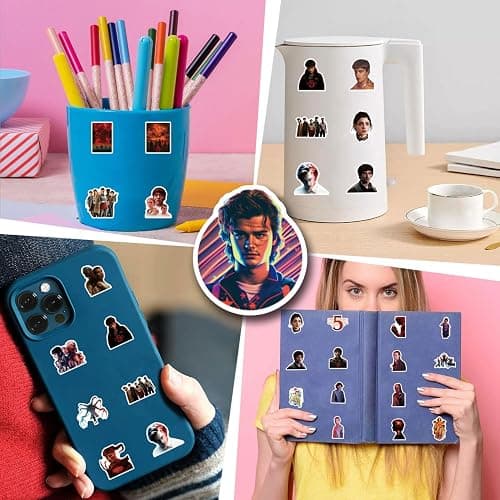 60pcs Movies Stranger Things 5 Stickers Pack, Cartoon Stranger 5 Things 5 Style Waterproof Vinyl Stickers for Teenagers and Adults for Laptop Skateboard Phone Guitar Travel Case Bike thumbnail 5