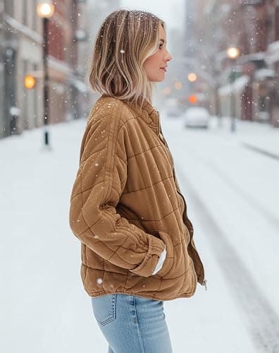 SAUKOLE Womens Winter Dolman Long Sleeve Full-Zip Quilted Jacket Coat Warm Outerwear thumbnail 5