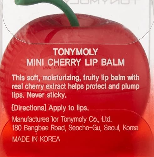 TONYMOLY Mini Cherry Lip Balm, Moisturizing & Hydrating Korean Lip Balm for Women & Men, Long Lasting, Chapstick for Lips, thumbnail 3
