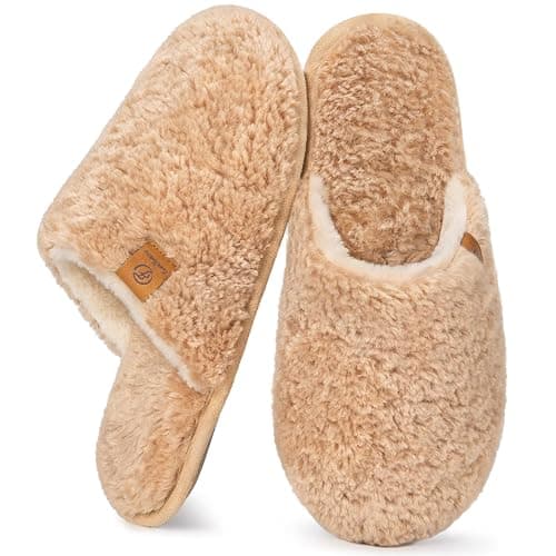 EverFoams Women's Fuzzy Slip-on Slippers Warm Cozy Soft Lightweight Memory Foam Indoor House Shoes - Image 1
