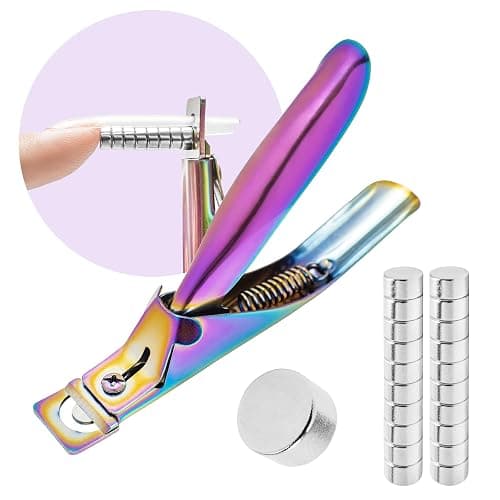Yaya Acrylic False Nail Clipper with Magnets, Nail Tip Cutter with Length Measurement, 15Pcs Magnets (Rainbow) - Image 1