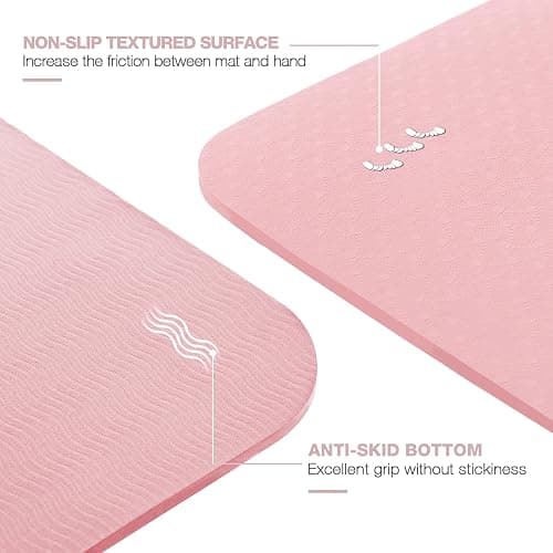 Yoga Mat Non Slip, Pilates Fitness Mats, Eco Friendly, Anti-Tear 1/4" Thick Yoga Mats for Women, Exercise Mats for Home Workout with Carrying Sling and Storage Bag thumbnail 2