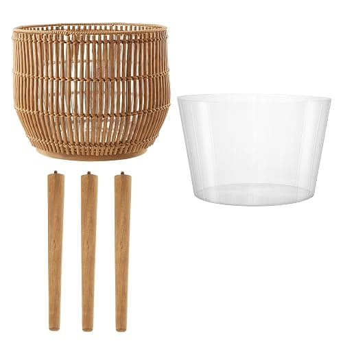 Casafield Indoor Planter with Stand, Natural Floor Planter with Wood Legs, Large Plant Pot Cover with Liner for Houseplants, Flower Pots and Trees thumbnail 6