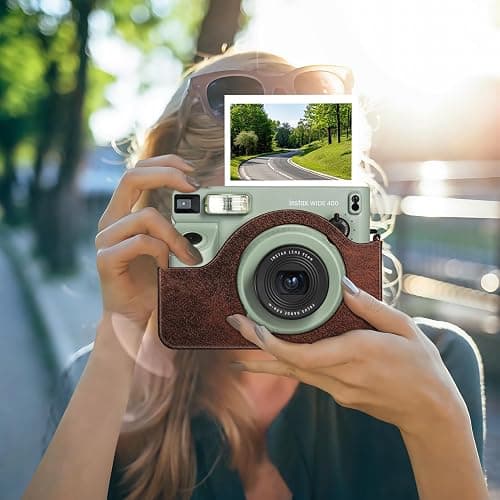 Fintie Protective Case for Fujifilm Instax Wide 400 Instant Film Camera - Premium Vegan Leather Bag Cover with Removable Strap, Vintage Brown - Vintage Brown thumbnail 6