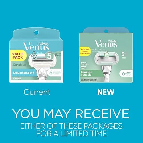 Gillette Venus Extra Smooth Sensitive Womens Razor Blade Refills, 6 Count, Designed for Women with Sensitive Skin, Holiday Gifts for Women thumbnail 2