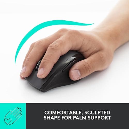 Logitech M705 Marathon Wireless Mouse, Gaming Mouse Wireless, 2.4 GHz USB-A Receiver, 5-Programmable Buttons, 3-Year Battery, PC, Mac, Laptop, Chromebook - Black thumbnail 2