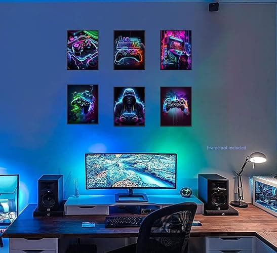 Ucninvd Game Posters Wall Art Set of 9, Neon Gaming Wall Decor Game Room Decor Paintings, Video Gamer Accessories Canvas Picture Prints for Boys Gamer Teen Room Bedroom Decor 8x10In Unframed thumbnail 2