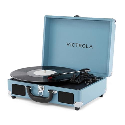 Victrola Journey II (2025 Model) – Bluetooth Suitcase Record Player – Built-in Stereo Speakers with Enhanced Bass, 3-Speed Turntable, Bluetooth Input and Output, RCA & Headphone Outputs (Blue) - Image 1