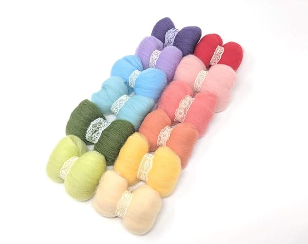 Cool Beans Boutique C Needle Felting Wool Set of 10 Colors (8 Grams Each Color) - Choose from Pastel Spring, Bold Summer, Warm Harvest Autumn, and ICY Blue Winter Series (Rainbow) thumbnail 4