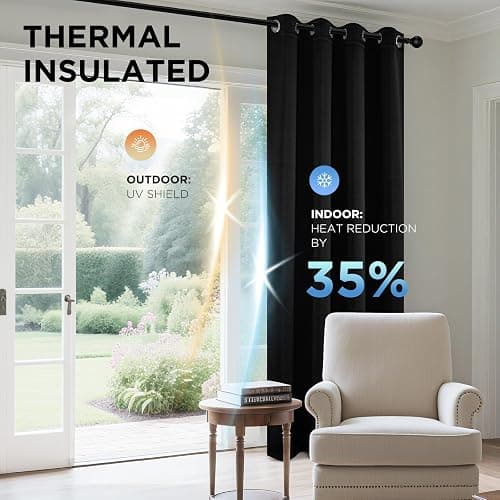 Joydeco Blackout Curtains for Bedroom 84 Inch - Black Out Curtains with Grommets Thermal Insulated Room Darkening Light Blocking, Noise Reducing & Wrinkle-Free Drapes for Living Room Windows, 2 Panels thumbnail 5