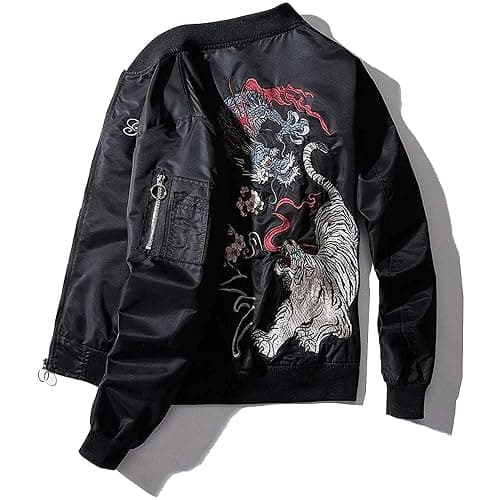 XYXIONGMAO Japanese Dragon Tiger Hip Hop Clothing Men'S Bomber Jacket Oversized Street Windbreaker Flying Streetwear thumbnail 3