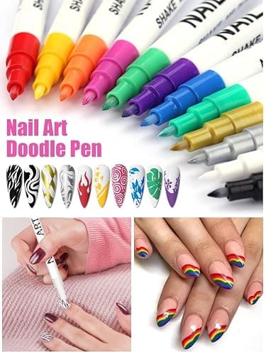 12 Color 3D Nail Art Pens Set, Kalolary Nail Pens Nail Point Graffiti Dotting Pen Drawing Painting Liner Brush for DIY Nail Art Beauty Adorn Manicure Tools thumbnail 6
